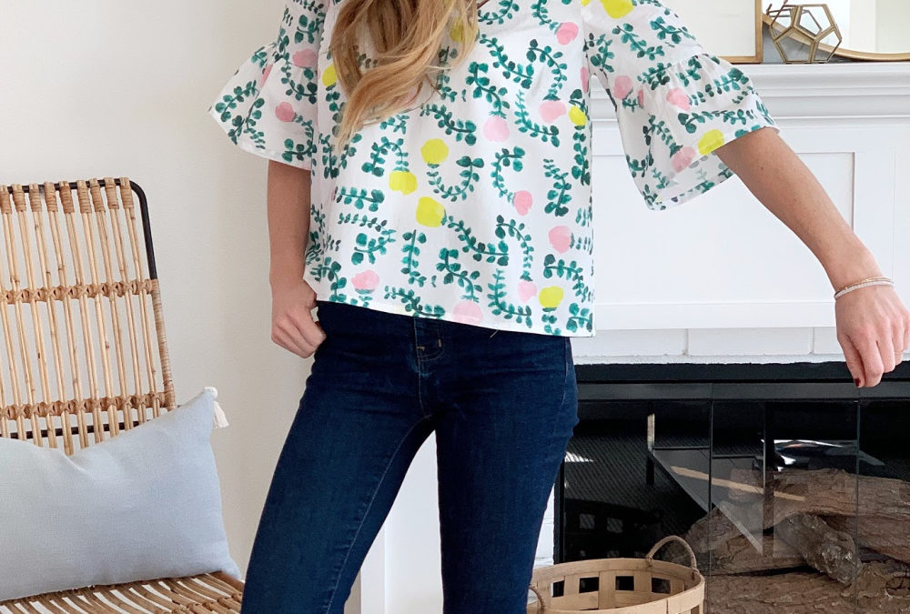 Garden Peppermint Ruffle Sleeve Top by The Sara Project