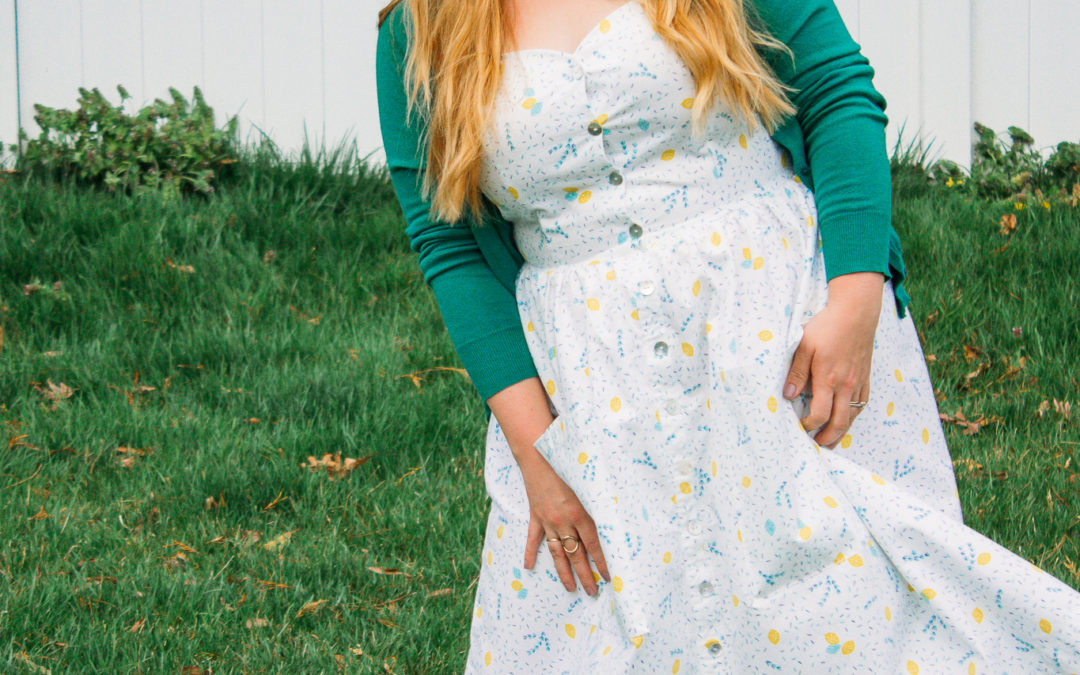 The perfect Spring dress in Rosemary and Lemon by Meg